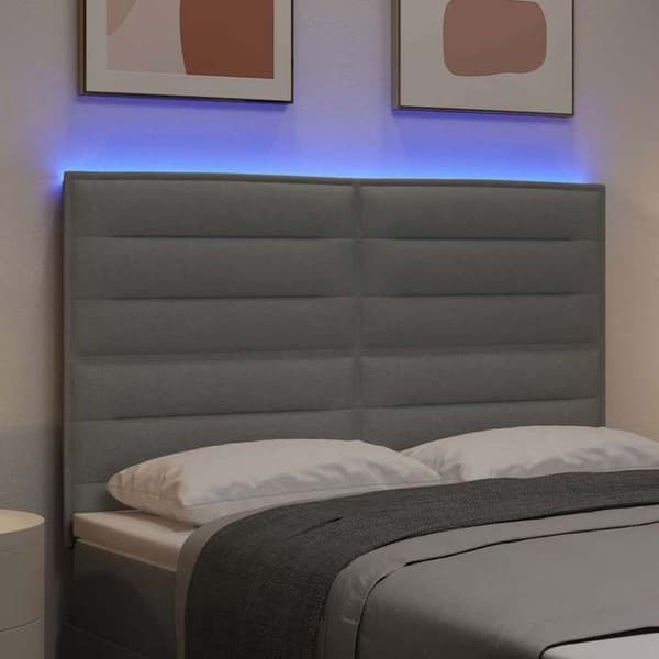 Hovedgærde - EKSKLUSIV HUS - 144 cm - Lys grå - LED RGB USB - Højdejusterbar Ljusgrått