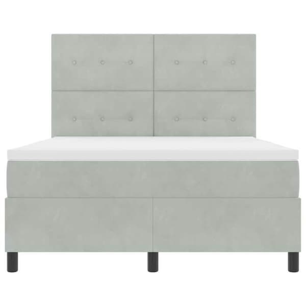 Sengestel - EKSKLUSIV HUS - Velour - 140 x 190 cm - Lys grå - Hovedgærde justerbart i 2 højder Ljusgrått