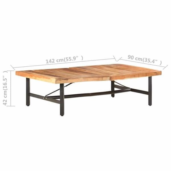 Bord - EKSKLUSIV HUS - 142x90x42 cm - Massivt akacietræ - Pulverlakerede jernben - Rektangulær