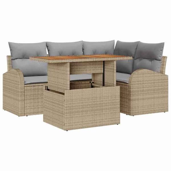 Maison Exclusive - 5 osan beige ja vaaleanharmaa puutarhakalustesarja