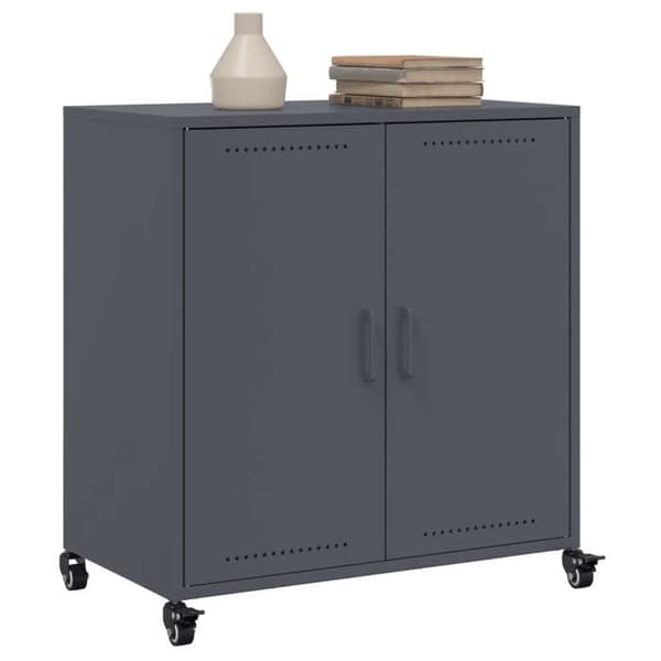 Buffet - EKSKLUSIVT HUS - 68 x 39 x 72 cm - Holdbart stål - Antracit - 4 hjul antracit
