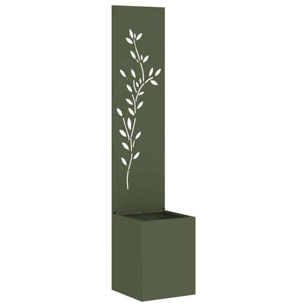 Havemur - EKSKLUSIV HUS - 32 x 32 x 150 cm - Robust stål - Olivengrøn - Mat finish Olivgrön