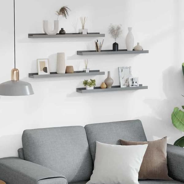 Maison Exclusive - Seinähyllyt 4 kpl Harmaa 60x9x3 cm Grå