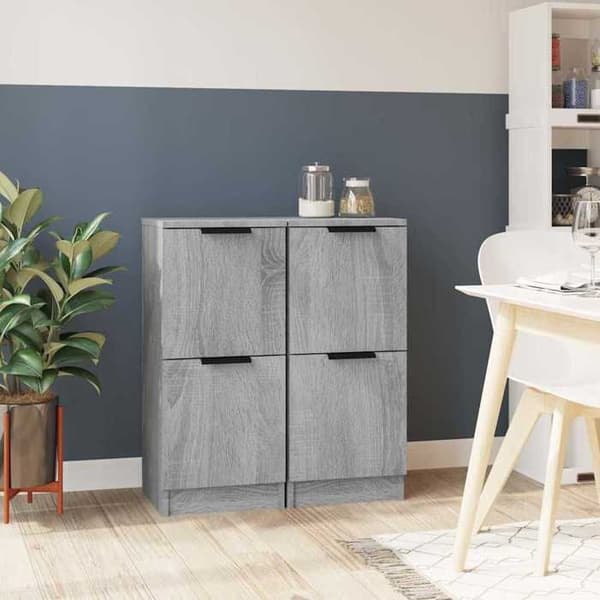 Maison Exclusive - Bufféer 2 st Sonoma grå 30x30x70 cm Ingenjörsträ