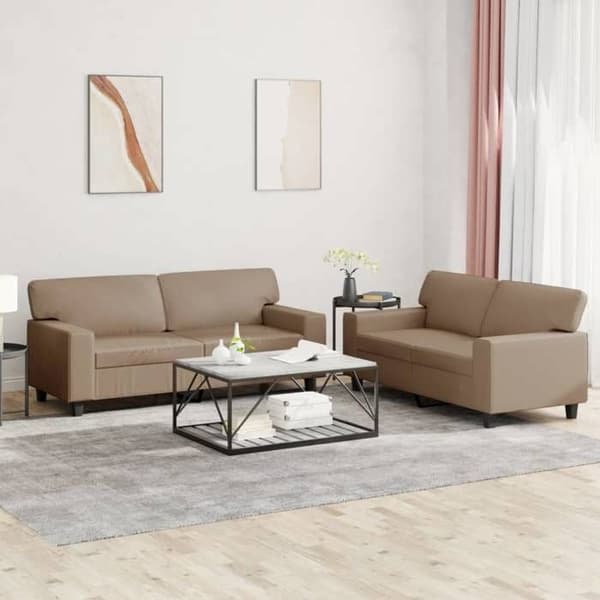 Maison Exclusive - Sæt af 2 sofaer cappuccino i kunstlæder