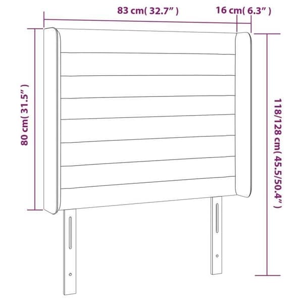 Maison Exclusive - LED-päätyharso Tummanharmaa 83x16x118/128 cm Sametti Mörkgrå