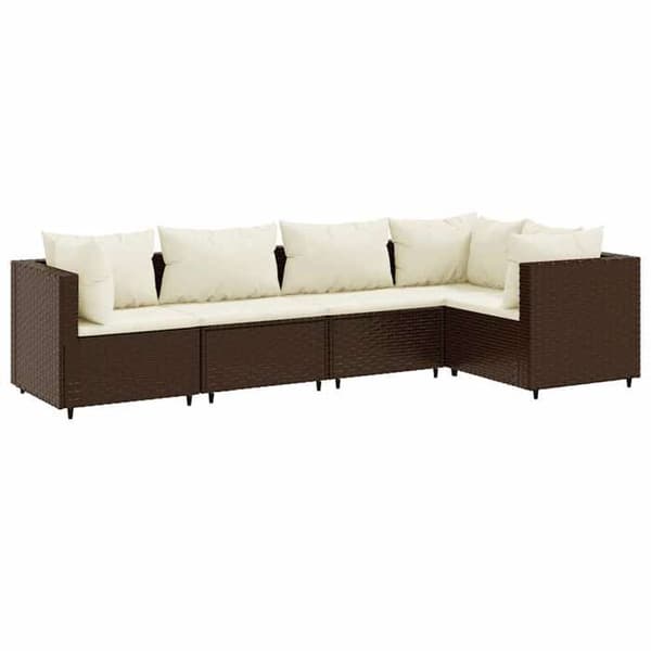 Maison Exclusive - Trädgårdsmöbler 5 delar med kuddar Brun Flätad resin