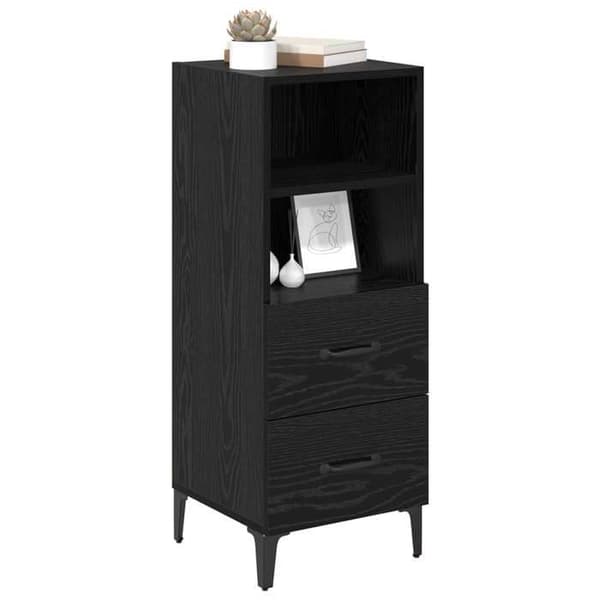 Maison Exclusive - Buffet Sort egetræ 34 x 34,5 x 90 cm Ingeniørtræ svart ek
