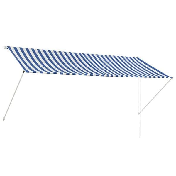Fällbart tak - Exklusivt hus - 300x150 cm - Blå och vit - 100% polyester (PA-beläggning) Blå och vit