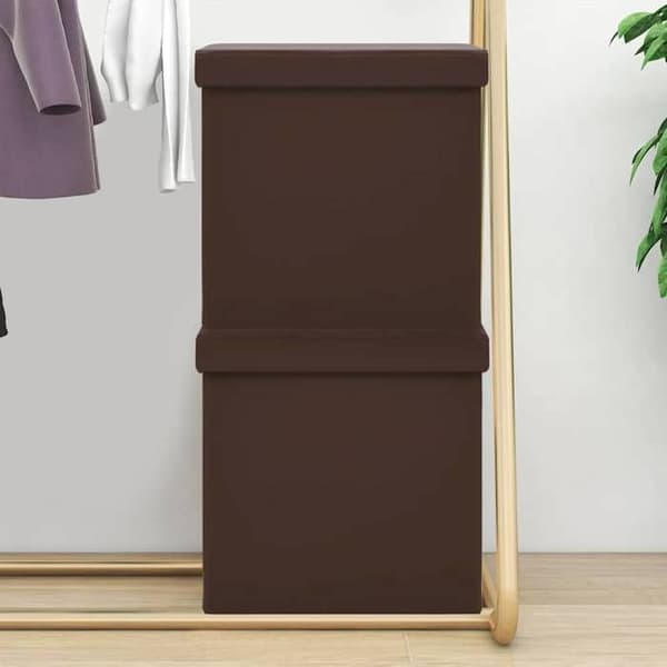 Maison Exclusive - Fällbara förvaringspallar set om 2 bruna i PVC
