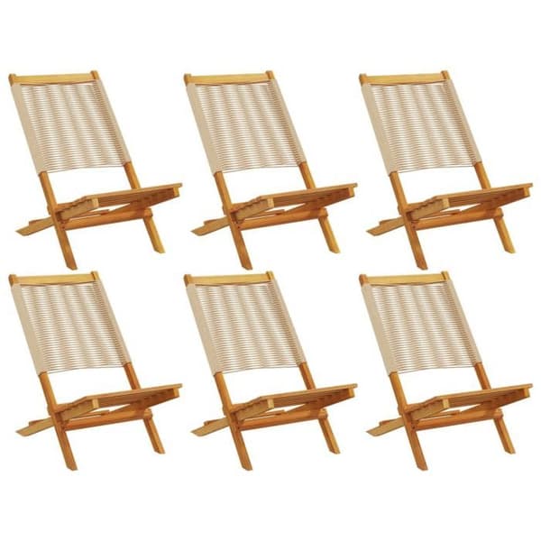Maison Exclusive - Fällbara stolar 6 stycken Beige Massivt Akaciaträ beige