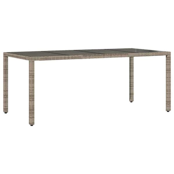 Maison Exclusive - Trädgårdsbord med grått glas ovan 190x90x75cm Flätad resin Grå