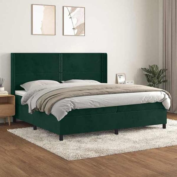 Maison Exclusive - Sängyn lattiapohja ja patja Tummanvihreä 200x200cm Sametti