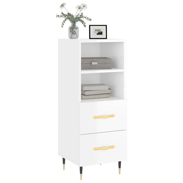 Maison Exclusive - Hvid glans buffet 34,5x34x90 cm Ingeniørtræ