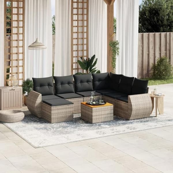Maison Exclusive - 8 dele have møbler med grå puder i flet
