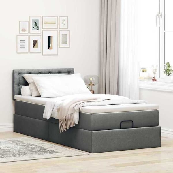 Bäddsoffa - Maison Exclusive - 90x200 cm - Mörkgrått tyg - Anpassningsbara LED mörkgrå, vit