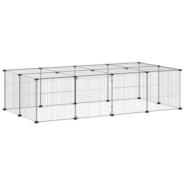 Maison Exclusive - 20-panelers kæledyrbur med dør Sort 140x70x35 cm