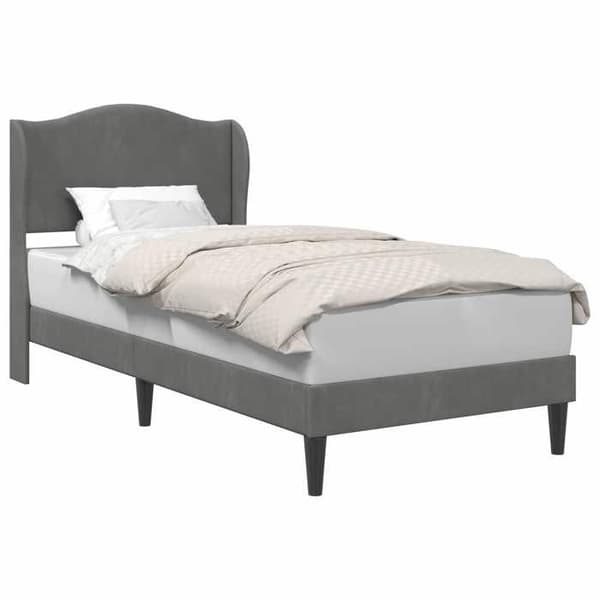 Maison Exclusive - Sängram med huvudgavel Mörkgrå 90 x 190 cm Sammet