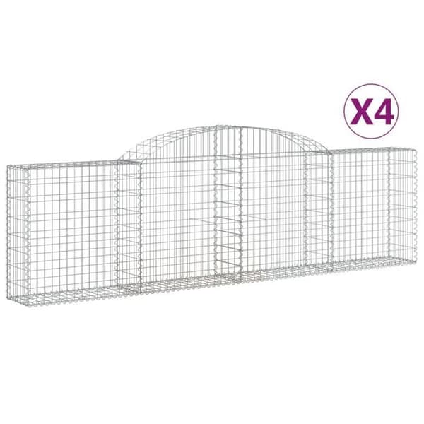 Maison Exclusive - Bågformade gabionkorgar 4 st 300x30x80/100 cm galvaniserat järn silver-