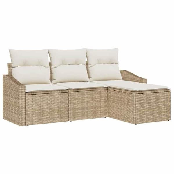 Maison Exclusive - 4 osan sohvasetti beige ja kerma polyrottinkia
