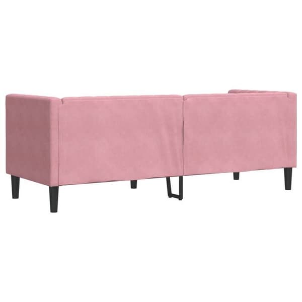 Maison Exclusive - Chesterfield-sohva, jossa on tyynyt, 3 paikkaa, vaaleanpunainen sametti