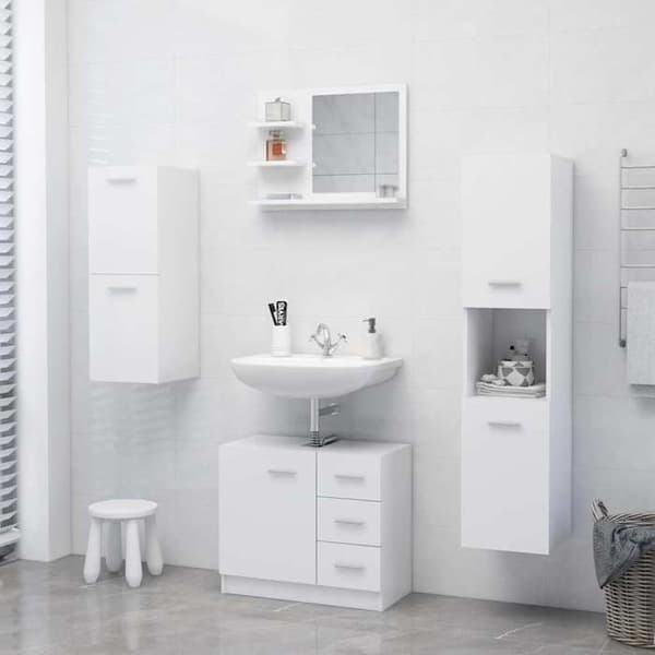 Maison Exclusive - Vit badrumsspegel 60x10,5x45 cm ingenjörsträ