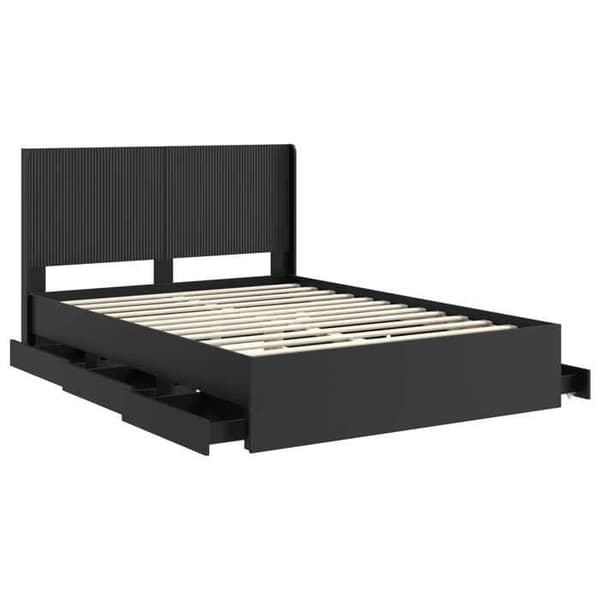 Maison Exclusive - Sengestel med opbevaring og hovedgærde Sort 140 x 200 cm Svart