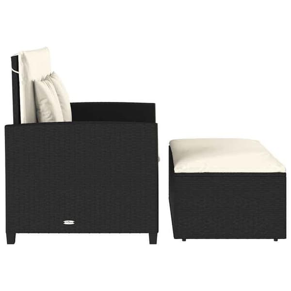 Maison Exclusive - Trädgårdsoffa med kuddar 2 platser svart flätad resin