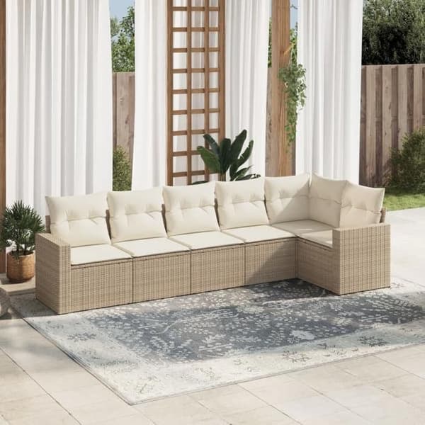 Modulsofa - EKSKLUSIV HUS - Sæt med 6 dele - Vævet harpik - Beige - Opbevaring under sæde beige