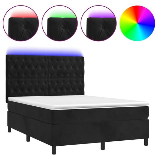 Maison Exclusive - Bægerfjeder til sengeramme madras og LED Sort 140x200 cm Velour