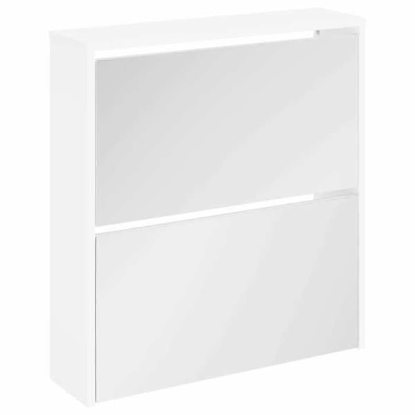 Maison Exclusive - Kengäteline 2 tasoa peilillä 63x17x67 cm Valkoinen Matt vit