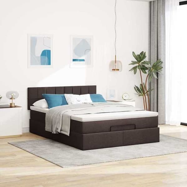 Sängsoffa - Maison Exclusive - 140x190 cm - Mörkbrunt tyg - Hydraulisk förvaring mörkbrun