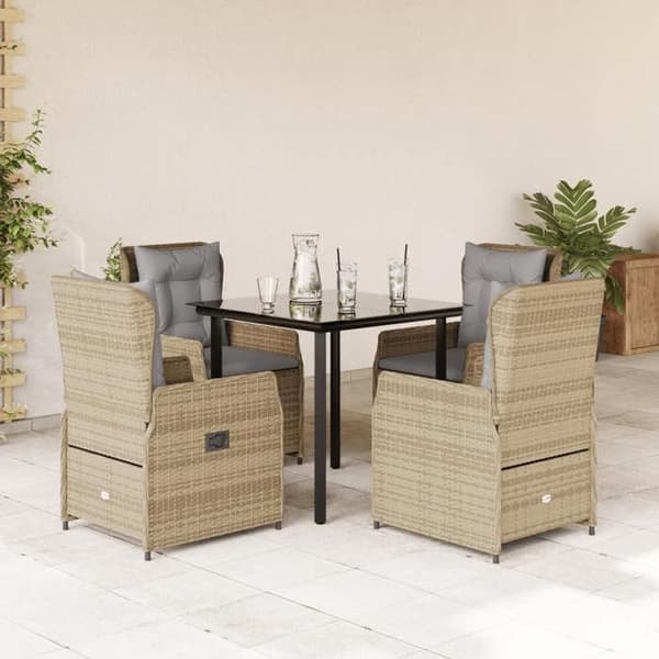 Havemøbler - EKSKLUSIVT HUS - 5-delt sæt - Beige - Poly rattan - Tykkede puder beige