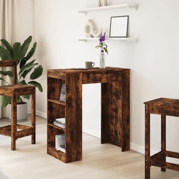 Maison Exclusive - Barbord med hylder i røget egetræ, ingeniørtræ