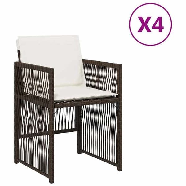 Maison Exclusive - Trädgårdsstolar med kuddar, set om 4, brun flätad resin brun
