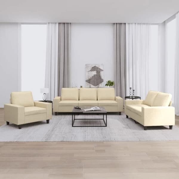 Maison Exclusive - Sæt af 3 sofaer i cremefarvet stof