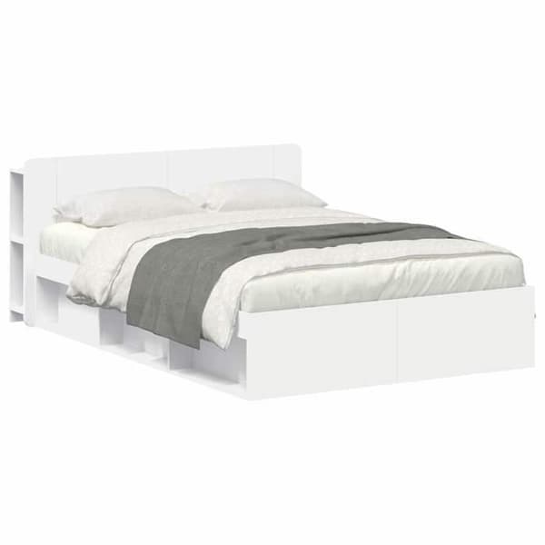 Maison Exclusive - Sängram med förvaring och huvudgavel Vit 160 x 200 cm