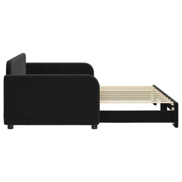 Päivävuode - EXCLUSIVE-TALO - 2-in-1 vuode - Musta sametti - 90x190 cm - Laatikkomatto Svart