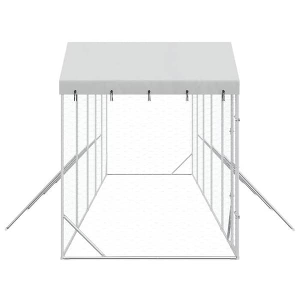 Maison Exclusive - Ulkoilma koirankoppi hopeakatolla 10x2x2,5 m