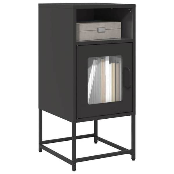 Maison Exclusive - Sort natbord 36x39x78 cm koldvalset stål