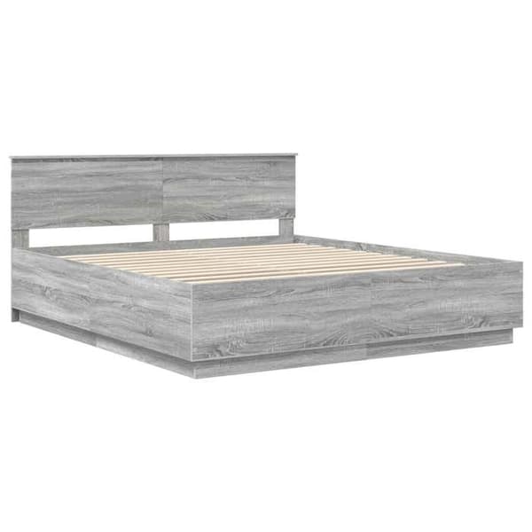 Sengestel - EKSKLUSIV HUS - Sonoma - 200 x 200 cm - Sonoma grå - Ingeniørtræ Sonoma grå