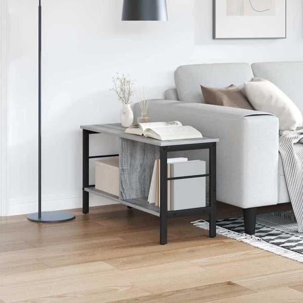 Bibliotek - EKSKLUSIV HUS - 2 niveauer - Grå Sonoma - Ingeniørtræ - Stålramme Gris Sonoma