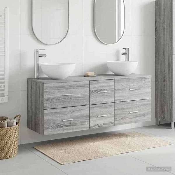Maison Exclusive - 3 kpl Sonoma harmaa kylpyhuonekaappisarja
