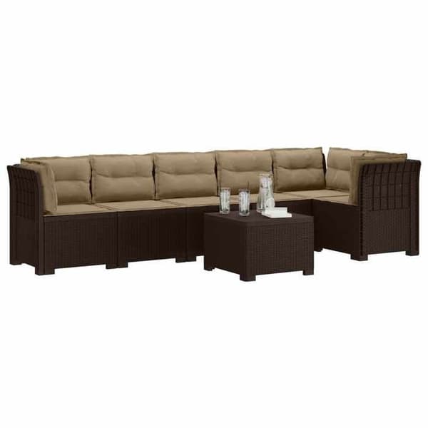 Havemøbel sæt 6 pladser - MAISON EXCLUSIVE - Rattan look - Puder - Holdbart polypropylen - Brun brun