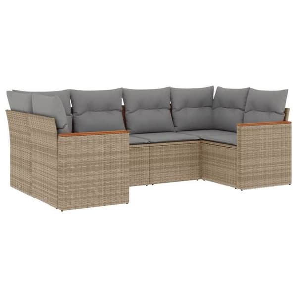 Maison Exclusive - Trädgårdsmöbler med kuddar 6 delar beige flätad resin