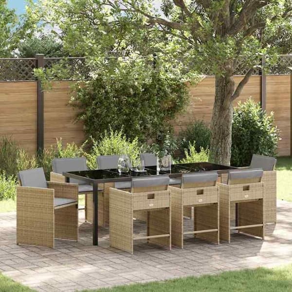Maison Exclusive - 9 pc spisestue sæt til haven i beige polyrotin beige