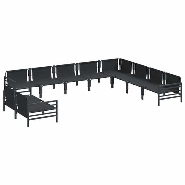 Maison Exclusive - Trädgårdsoff-set 10 delar Svart Stål