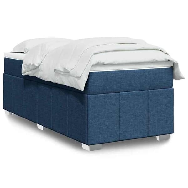 Maison Exclusive - Seng med lameller og madras Blå 100x200 cm Stof