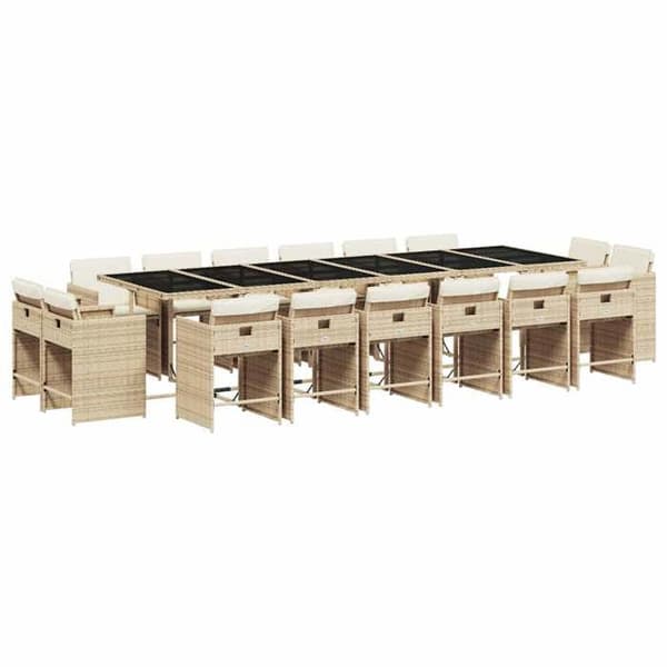 Maison Exclusive - Puutarhakalusteryhmä ja tyynyt 17 kpl beige