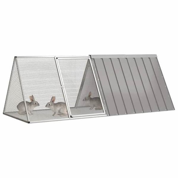 Maison Exclusive - Bur för kanin Grå 201,5x80,5x71 cm Galvaniserat stål grå